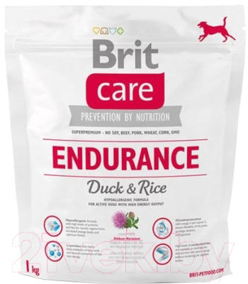 Сухой корм для собак Brit Care Endurance Duck & Rice / 132741 (1кг)