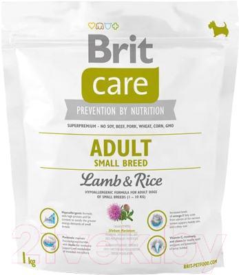 Сухой корм для собак Brit Care Adult Small Breed Lamb & Rice / 132708 (1кг)