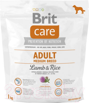 Сухой корм для собак Brit Care Adult Medium Breed Lamb & Rice / 132711 (1кг)