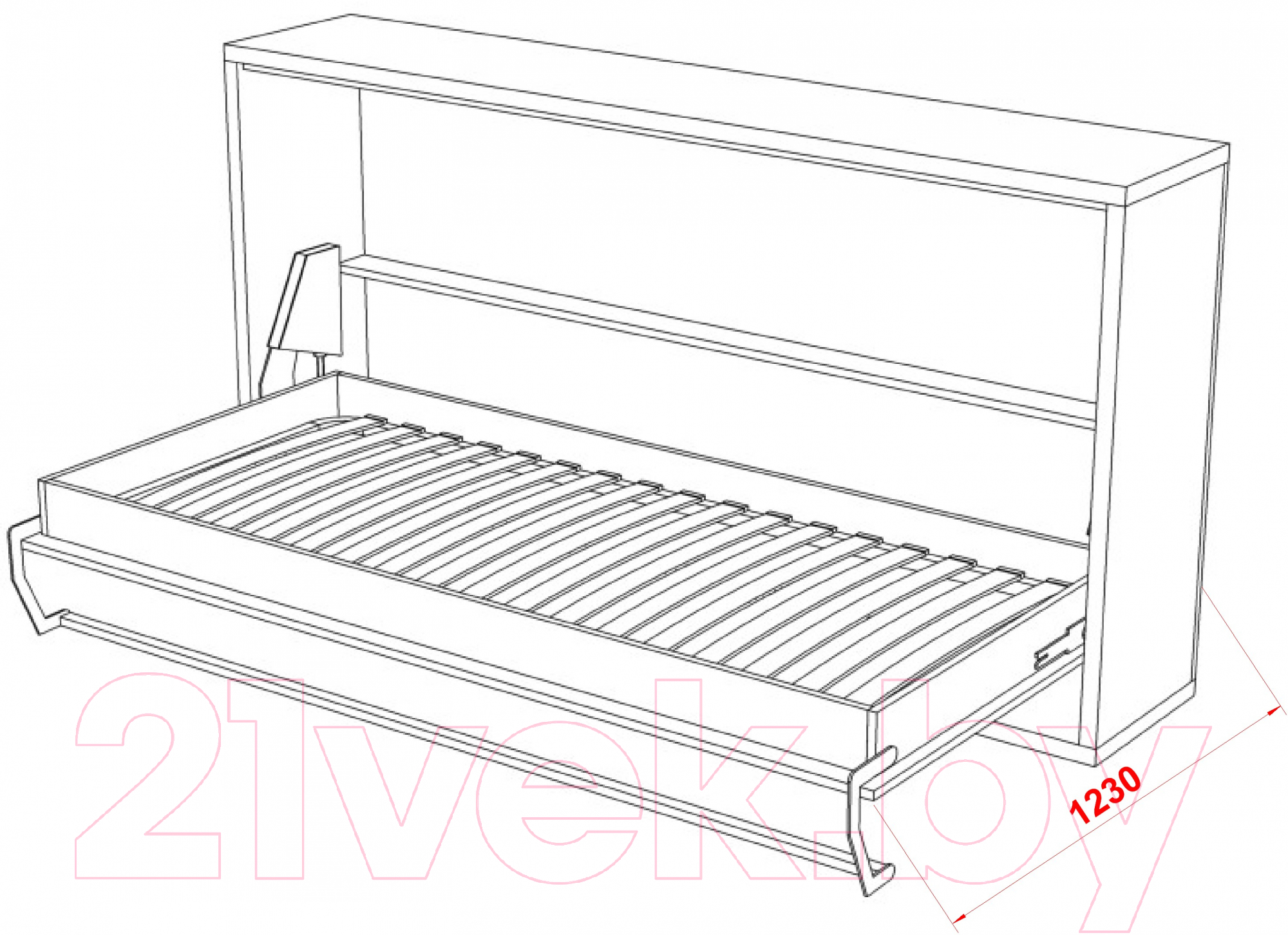 Шкаф-кровать трансформер Макс Стайл Wave 36мм 90x200 (светло-серый U708 ST9)