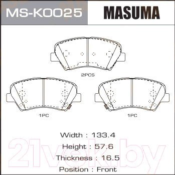 Тормозные колодки Masuma MSK0025