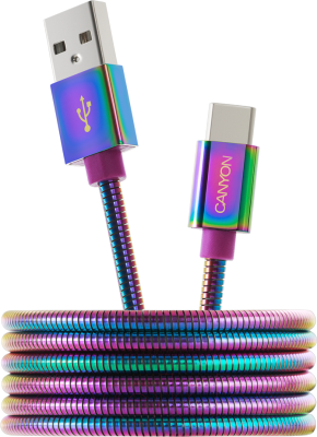 Кабель Canyon USB Type C - USB 2.0 / CNS-USBC7RW (1.2м, Rainbow)