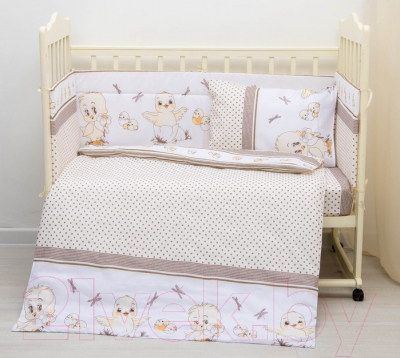 Комплект постельный для малышей Эдельвейс Цыплята 3 (бязь, бежевый)