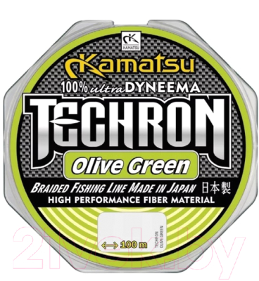 Леска плетеная KAMATSU Techron Olive Green 0.14мм 100м / 259100014