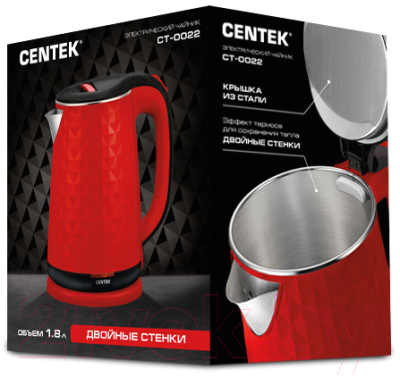 Электрочайник Centek CT-0022 (красный)