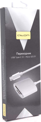 Адаптер Atom USB Type-C 3.1 - Micro SD/TF (серебристый)