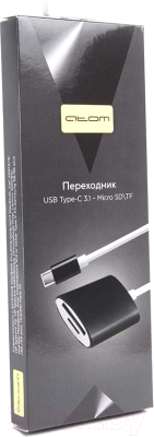 Адаптер Atom USB Type-C 3.1 - Micro SD/TF (черный)