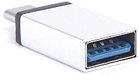 Адаптер Atom USB Type-C 3.1 - USB А 3.0 (серебристый) - 