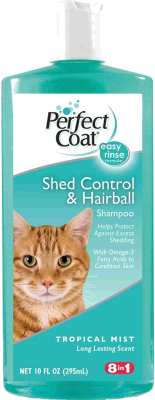 Шампунь для животных 8in1 Perfect Coat Shed Control&Hairball (295мл)
