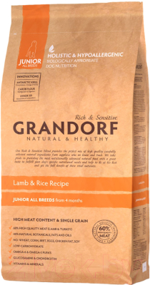

Корм для собак Grandorf, Junior Lamb&Rice