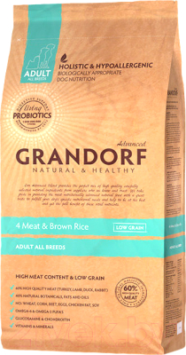 Сухой корм для собак Grandorf Living Probiotics Adult 4 Meat&Brown Rice (3кг)