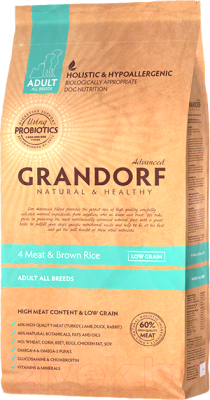 

Корм для собак Grandorf, Living Probiotics Adult 4 Meat&Brown Rice