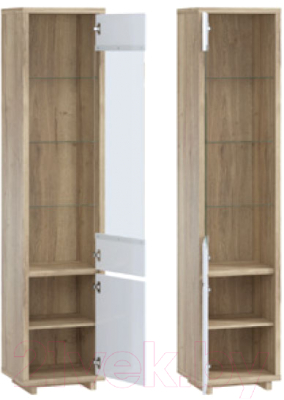 Шкаф-пенал с витриной Woodcraft Аспен 2410 (дуб феррара)