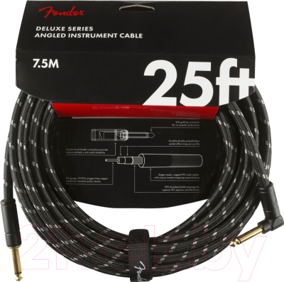 

Кабель гитарный Fender, Deluxe 25 Black Tweed Angle
