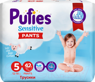 Подгузники-трусики детские Pufies Sensitive Junior 12-18кг (42шт)