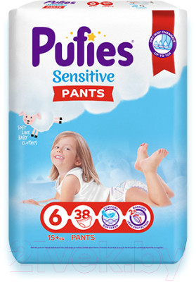 Подгузники-трусики детские Pufies Sensitive Extra Large 15+ кг (38шт)