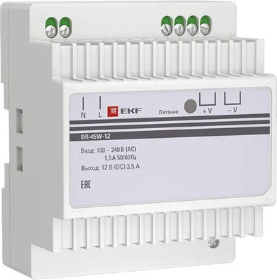 

Блок питания на DIN-рейку, PROxima DR-45W-12