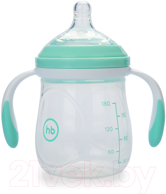 

Бутылочка для кормления Happy Baby, Бирюзовый, С ручками и силиконовой соской / 10019