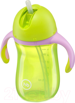 Поильник Happy Baby 14010 (зеленый, с трубочкой и ручками)