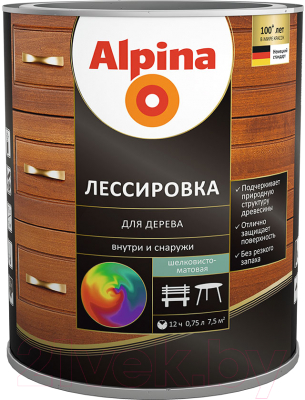 Защитно-декоративный состав Alpina Лессировка (10л, орех)