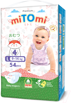 Подгузники детские MiTomi Premium L от 9 до 14кг (54шт)