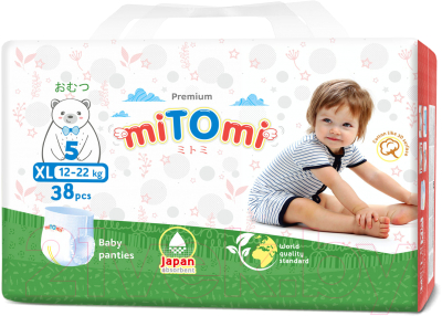 Подгузники-трусики детские MiTomi Premium XL от 12 до 22кг (38шт)