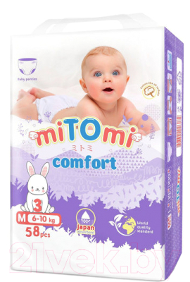 Подгузники-трусики детские MiTomi Comfort M от 6 до 10кг (58шт)