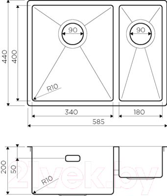 Мойка кухонная Omoikiri Taki 58-2-U/IF-IN-R (4993767)