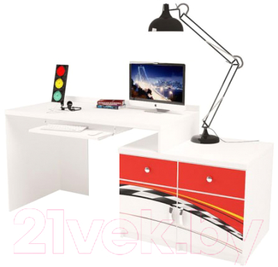 Компьютерный стол ABC-King La-Man правый с 2 тумбами / ABC-129-P2 (красный)