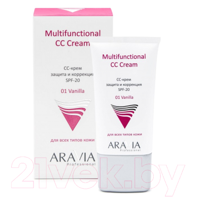 СС-крем Aravia Professional защитный SPF-20 Multifunctional CC Cream Vanilla 01 (50мл)