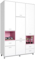 Шкаф Polini Kids Mirum 2335 трехсекционный / 0002121.110 (белый/розовый) - 