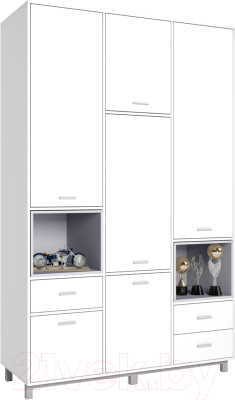 Шкаф Polini Kids Mirum 2335 трехсекционный (белый/серый)