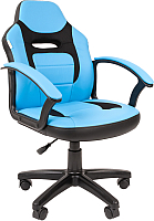 Кресло детское Chairman Kids 110 (экопремиум, черный/голубой) - 