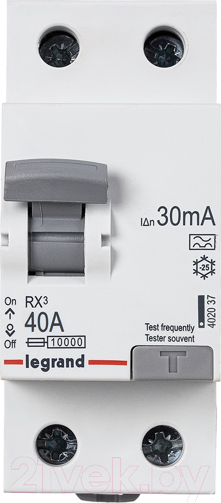 Устройство защитного отключения Legrand RX3 2P 40A 10kA 30mA A / 402037