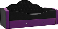 Кровать-тахта детская Mebelico Скаут 233 / 102900 (микровельвет, черный/фиолетовый) - 