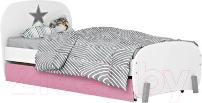 Односпальная кровать Polini Kids Mirum 1915 c ящиком (белый/розовый)