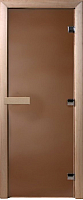 Стеклянная дверь для бани/сауны Doorwood Теплая ночь 180x70 (бронза матовая, коробка листва) - 