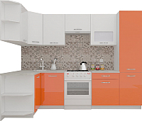 Готовая кухня ВерсоМебель ЭкоЛайт-5 1.3x2.7 левая (белый/яркий оранжевый) - 