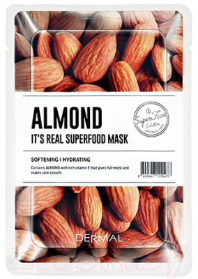Маска для лица тканевая Dermal It's Real Superfood Mask Миндаль (25г)