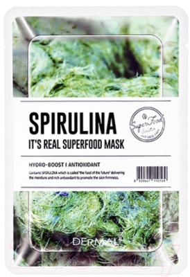Маска для лица тканевая Dermal It's Real Superfood Mask Спирулина (25г)