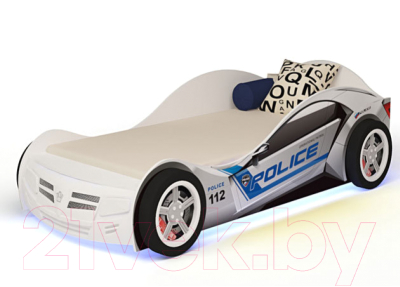 Стилизованная кровать детская ABC-King Police / PC-1000-160 (белый)