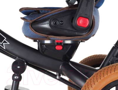 Трехколесный велосипед с ручкой Mini Trike Джинс / T400-17 (черный, коричневые колеса)
