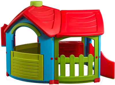 Домик для детской площадки PalPlay Вилла с пристройкой 6621 со светом и музыкой (голубой/зеленый/красный)