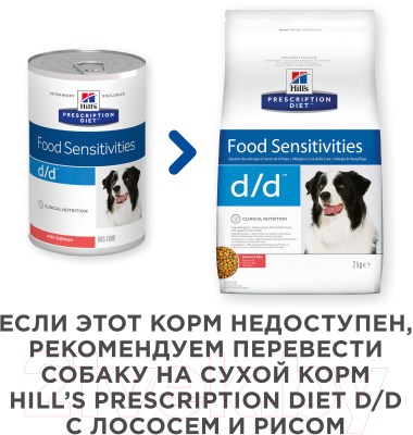 Влажный корм для собак Hill's Prescription Diet Food Sensitivities d/d Salmon&Rice (370г)