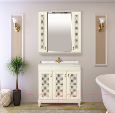 Шкаф с зеркалом для ванной Misty Вивьен 80 / П-Ввн03080-10152Ш