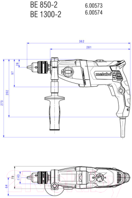 Профессиональная дрель Metabo BE 850-2 (600573000)