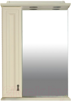 Шкаф с зеркалом для ванной Misty Лувр 60 L / П-Лвр03060-1014Л (слоновая кость)