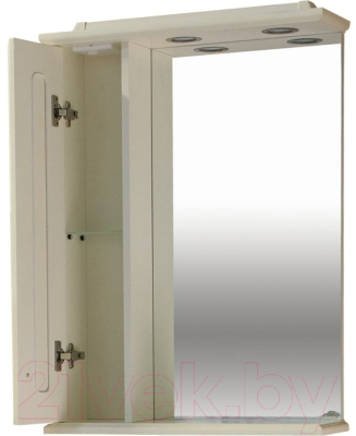 Шкаф с зеркалом для ванной Misty Лувр 60 L / П-Лвр03060-1014Л (слоновая кость)