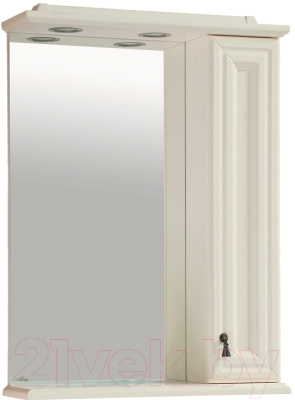 Шкаф с зеркалом для ванной Misty Лувр 60 R / П-Лвр03060-1014П (слоновая кость)