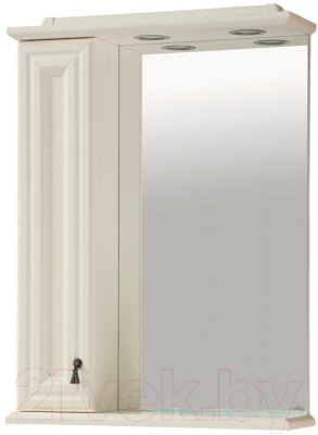 Шкаф с зеркалом для ванной Misty Лувр 65 L / П-Лвр03065-1014Л (слоновая кость)